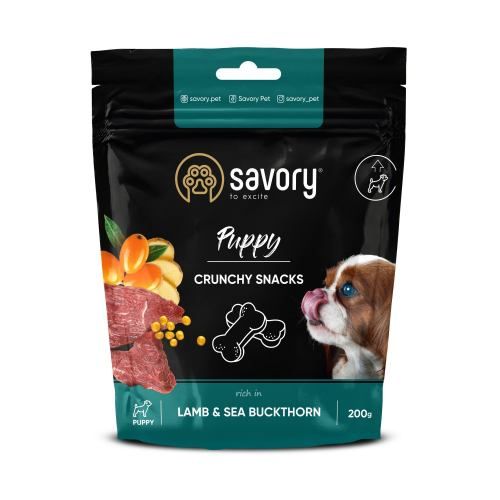 Хрустящие лакомства Savory для здорового роста щенков ягненок и облепиха 200 г