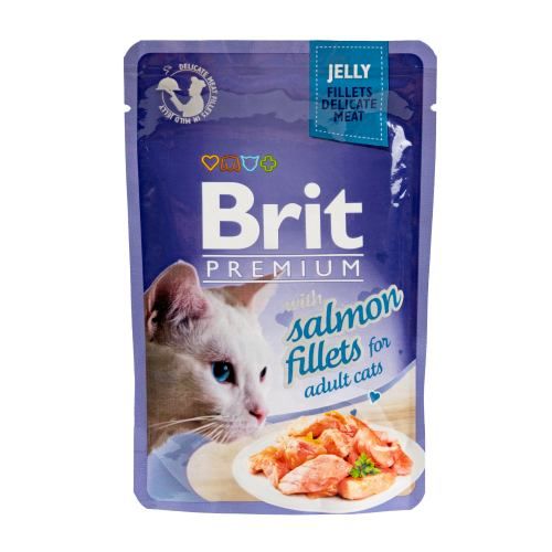 Вологий корм для котів Brit Premium  філе лосося в желе 85 г