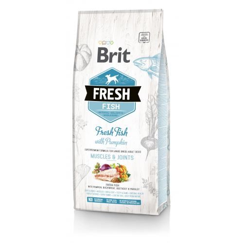 Сухий корм Brit Fresh для дорослих собак великих порід для м'язів та суглобів з рибою та гарбузом 12 кг