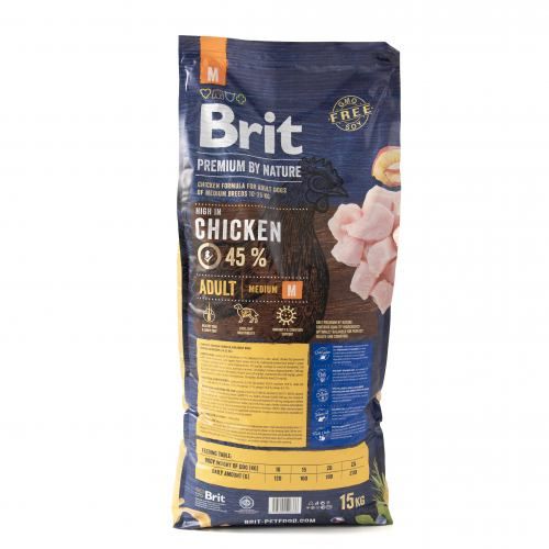 Сухий корм Brit Premium Dog Adult M для дорослих собак середніх порід з куркою 1 кг