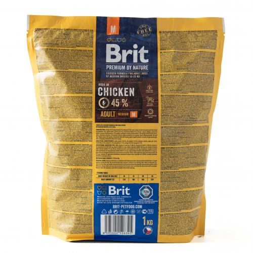 Сухий корм Brit Premium Dog Adult M для дорослих собак середніх порід з куркою 1 кг