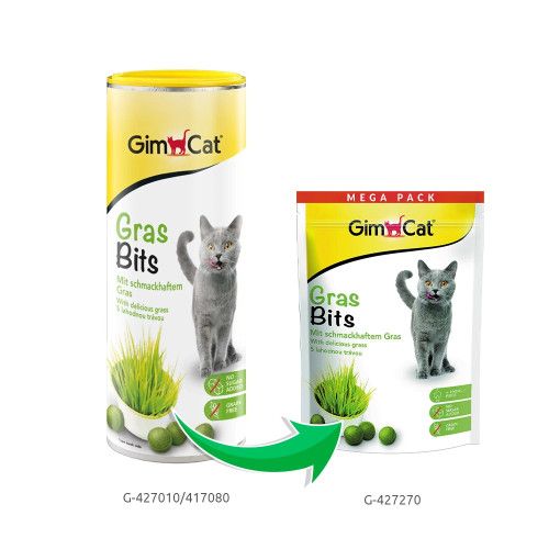 Вітамінізовані таблетки для котів GimCat Gras Bits трав'яні кульки пауч 425 г