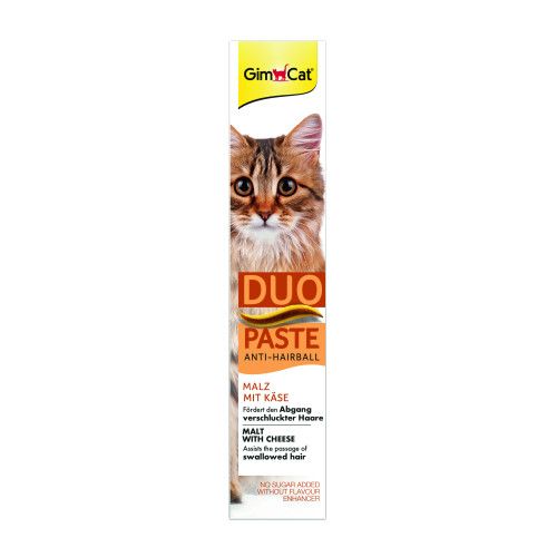 Паста для кошек с чувствительным пищеварением GimCat DUO PASTE Anti-hairboll malt with cheese мальт и сыр 50 г