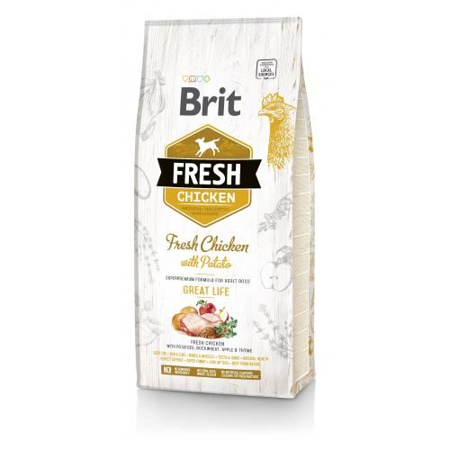 Сухий корм Brit Fresh для дорослих собак всіх порід з куркою та картоплею 12 кг