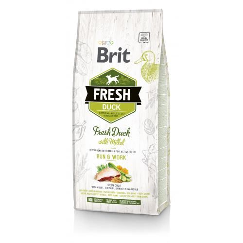 Сухий корм Brit Fresh для дорослих активних собак з качкою та пшоном 12 кг