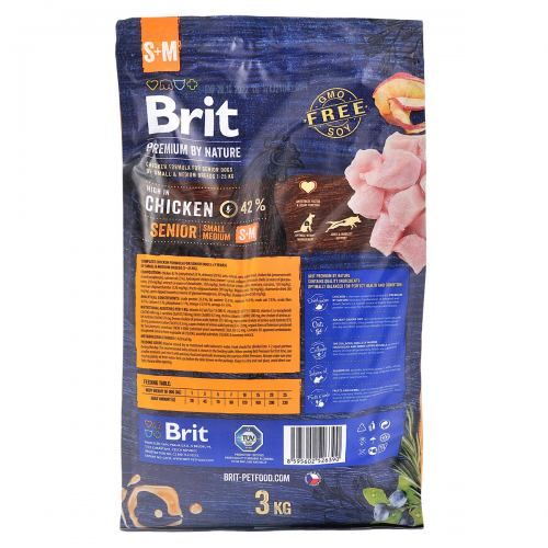 Сухий корм Brit Premium Dog Senior S+M для старіючих собак малих і середніх порід з куркою 3 кг