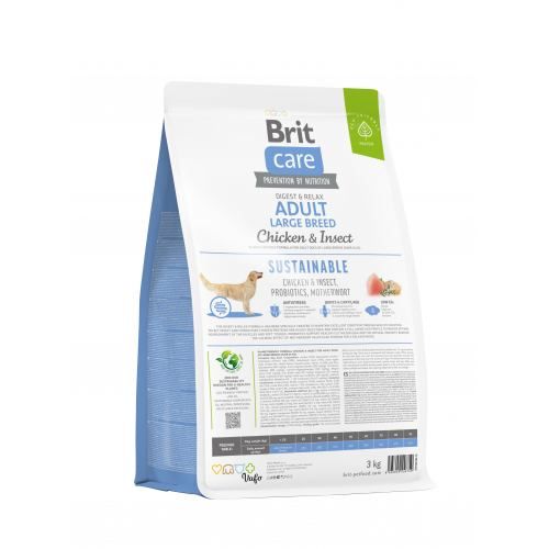 Сухий корм Brit Care Dog Sustainable Adult Large Breed для собак великих порід з куркою та комахами
