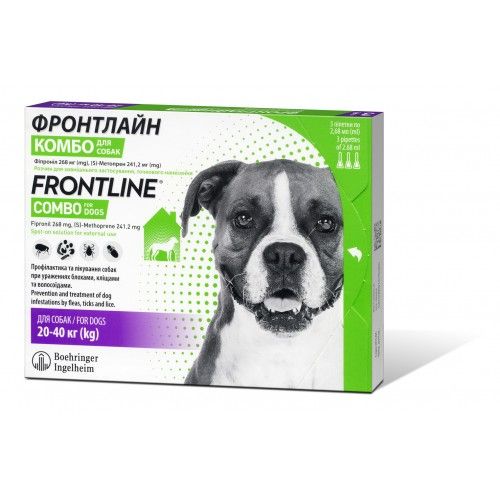 Краплі на холку Boehringer Ingelheim Frontline Combo для собак від 20 до 40 кг 3 піпетки