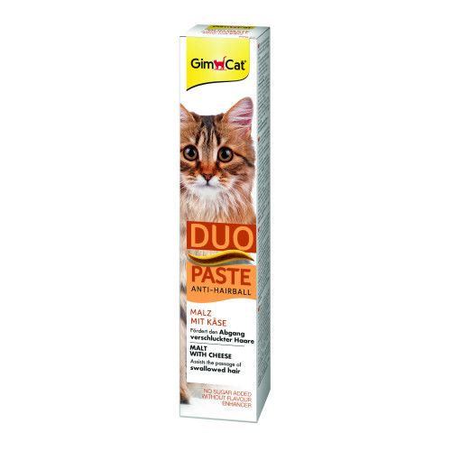 Паста для кошек с чувствительным пищеварением GimCat DUO PASTE Anti-hairboll malt with cheese мальт и сыр 50 г