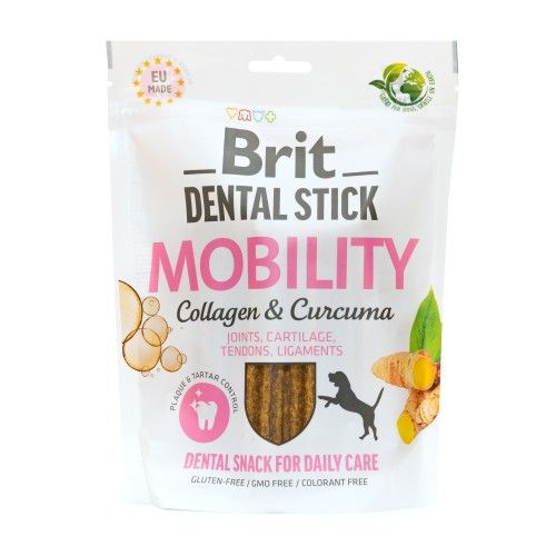 Лакомство для собак Brit Dental Stick Mobility для мобильности суставов коллаген и куркума 7 шт 251 г