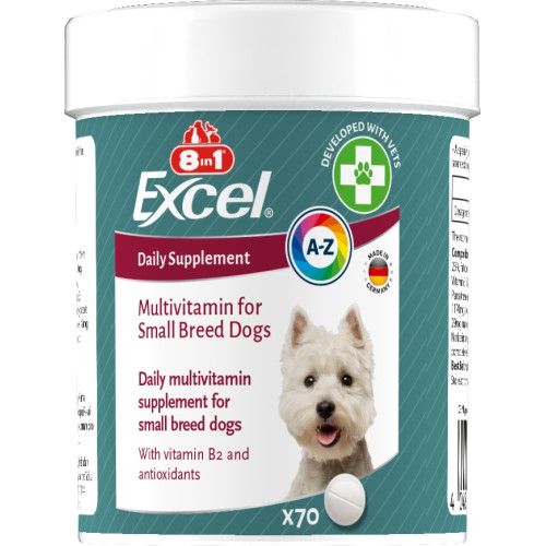 Вітаміни 8in1 Excel Multi Vitamin Small Breed для собак дрібних порід, мультивітамін, 70 шт