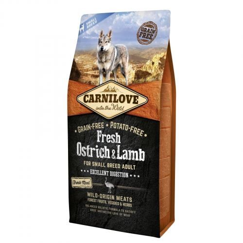 Сухий корм Carnilove Fresh Ostrich & Lamb для дорослих собак дрібних порід ягня та страус 6 кг