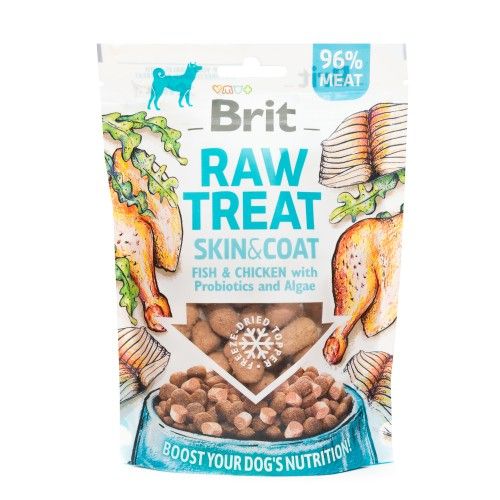 Лакомство для собак Brit Raw Treat freeze-dried Skin and Coat для кожи и шерсти рыба и курица 40 г