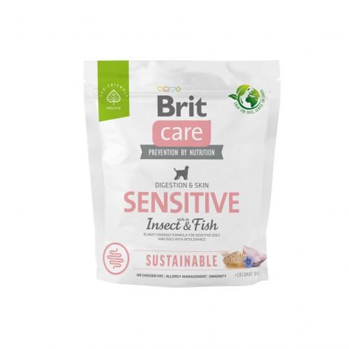 Сухий корм Brit Care Dog Sustainable Sensitive для собак з чутливим травленням з рибою та комахами