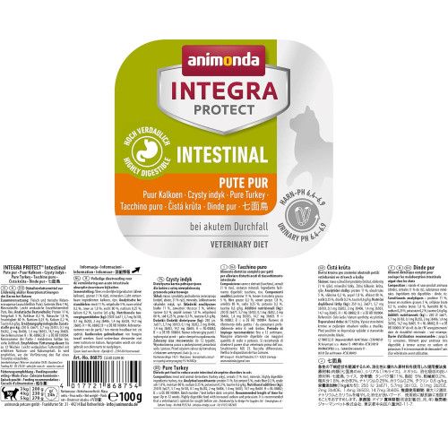 Влажный корм для котов Integra Protect Intestinal Pure Turkey при заболевании ЖКТ, моно индейка, 100 г