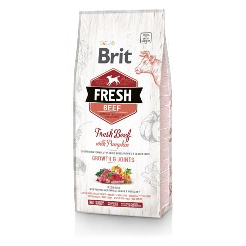 Сухий корм Brit Fresh для цуценят та молодих собак великих порід з яловичиною та гарбузом 12 кг