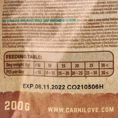 Лакомство Carnilove Semi Moist для собак карп и чабрец 200 г