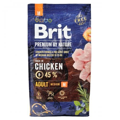 Сухий корм Brit Premium Dog Adult M для дорослих собак середніх порід з куркою 1 кг