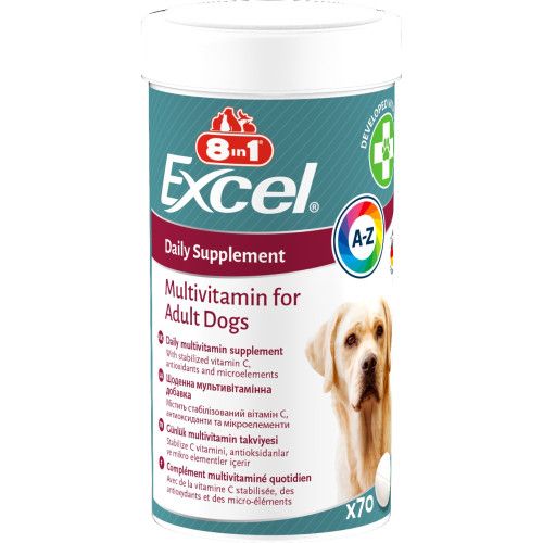 Вітаміни 8in1 Excel Multi Vitamin Adult для дорослих собак, мультивітамін, 70 шт