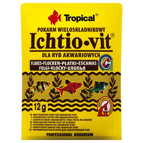 Сухий корм Tropical Ichtio-Vit для всіх акваріумних риб 12 г (пластівці)
