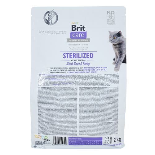 Сухий корм Brit Care Sterilized Weight Control для стерилізованих котів з надмірною вагою качка та індичка