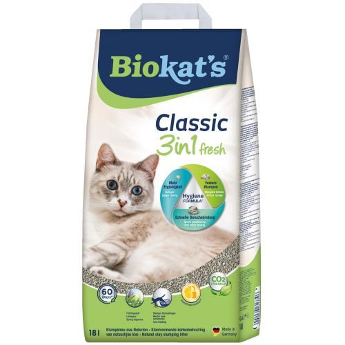 Наповнювач Biokats Classic Fresh 3in1 для котячого туалету бентонітовий 18 л