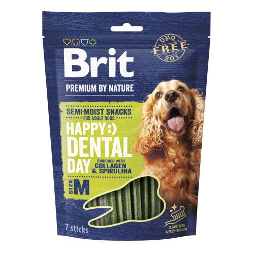 Лакомство для собак средних пород Brit Premium Dental Snacks M с коллагеном и спирулиной 180 г