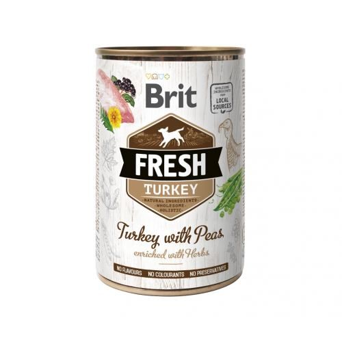 Влажный корм Brit Fresh Turkey/Peas для собак с индейкой и горошком 400 г