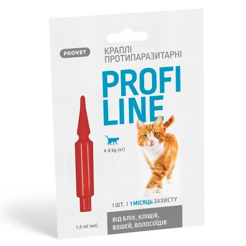 Краплі Provet Profiline для котів 4-8 кг 1 піпетка 1,0 мл (інсектоакарицид)