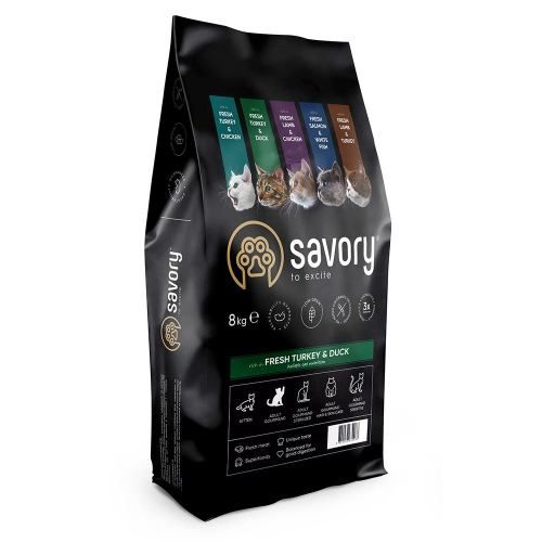Сухий корм Savory для котів гурманів зі свіжою індичкою та качкою