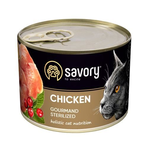 Вологий корм Savory для стерилізованих котів з куркою