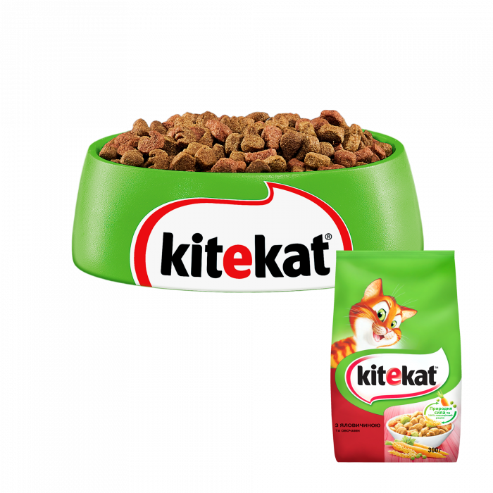 Сухий корм для котів  Kitekat Яловичина з овочами 300 г