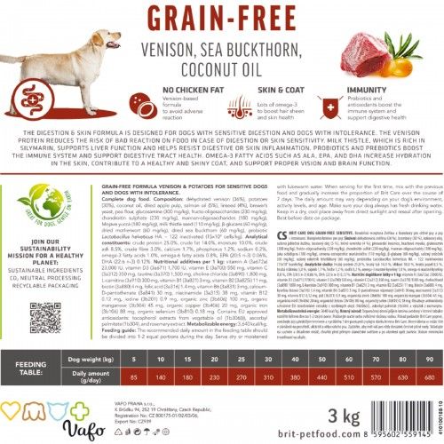 Сухий корм Brit Care Dog Grain-free Sensitive для собак з чутливим травленням беззерновий з олениною