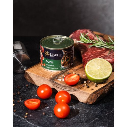 Вологий корм Savory для дорослих вибагливих котів з качкою
