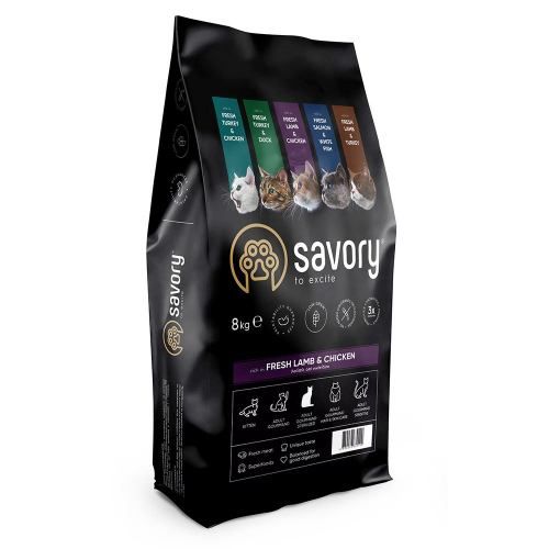 Сухий корм Savory для стерилізованих котів зі свіжим ягням і куркою