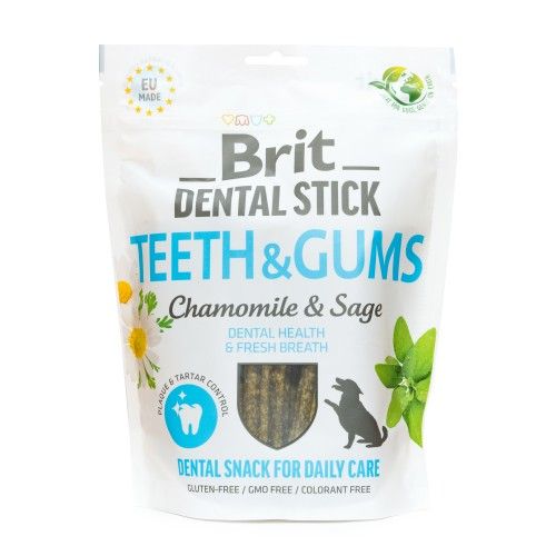 Лакомство для собак Brit Dental Stick Teeth & Gums здоровые десны и зубы ромашка и шалфей 7 шт 251 г