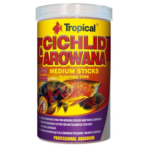 Сухий корм Tropical Cichlid & Arowana Medium Sticks для м'ясоїдних цихлід 360 г (палички)