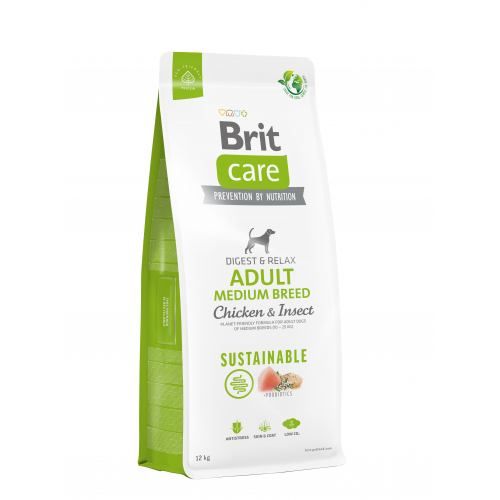 Сухий корм Brit Care Dog Sustainable Adult Medium Breed для собак середніх порід з куркою та комахами