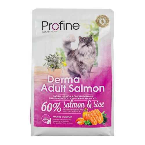 Сухий корм для котів Profine Derma для дорослих довгошерстих котів з лососем та рисом 2 кг