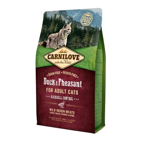 Сухой корм для кошек Carnilove  Hairball Control для вывода шерсти у утка и фазан 2 кг
