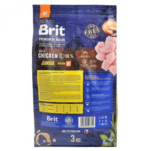 Сухий корм Brit Premium Dog Junior M для цуценят та юніорів середніх порід з куркою 1 кг