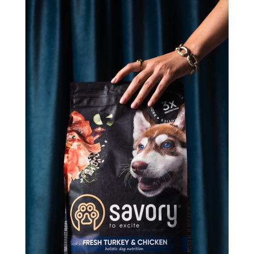 Сухий корм Savory для юніорів великих порід зі свіжою індичкою і куркою