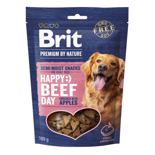 Лакомство для собак Brit Premium Semi-moist Snacks полувлажные с говядиной и яблоками 180 г