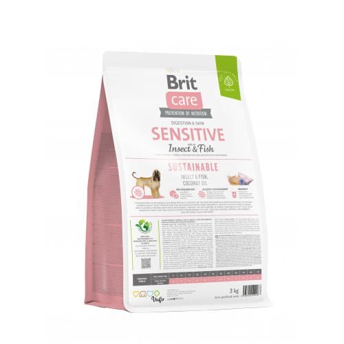 Сухий корм Brit Care Dog Sustainable Sensitive для собак з чутливим травленням з рибою та комахами