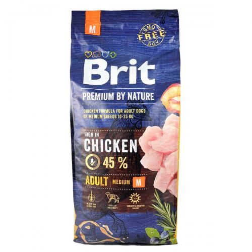 Сухий корм Brit Premium Dog Adult M для дорослих собак середніх порід з куркою 1 кг