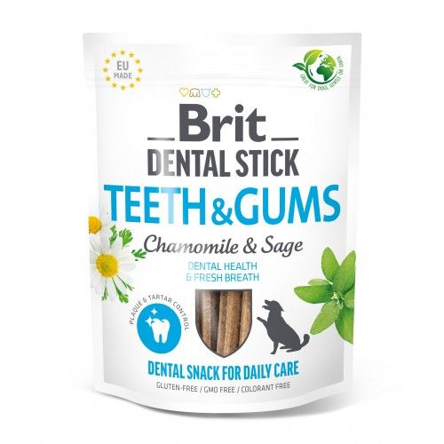 Лакомство для собак Brit Dental Stick Teeth & Gums здоровые десны и зубы ромашка и шалфей 7 шт 251 г