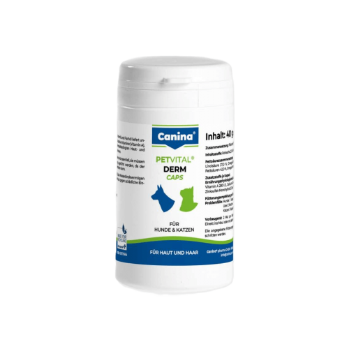 Вітаміни Canina PetVital Dеrm-Caps для собак та котів для проблемної шерсті 40 г (100 табл)