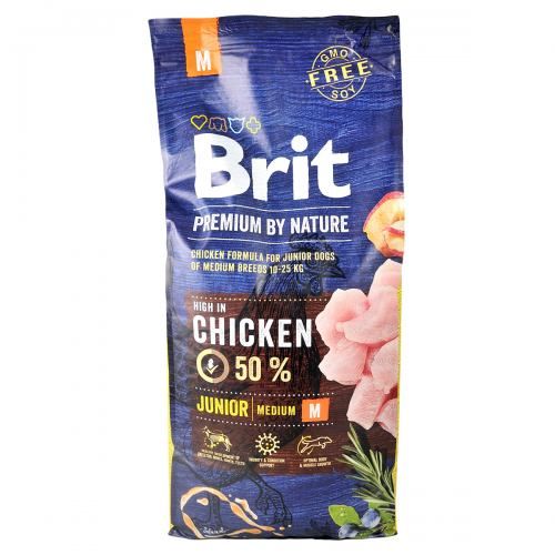 Сухий корм Brit Premium Dog Junior M для цуценят та юніорів середніх порід з куркою 1 кг