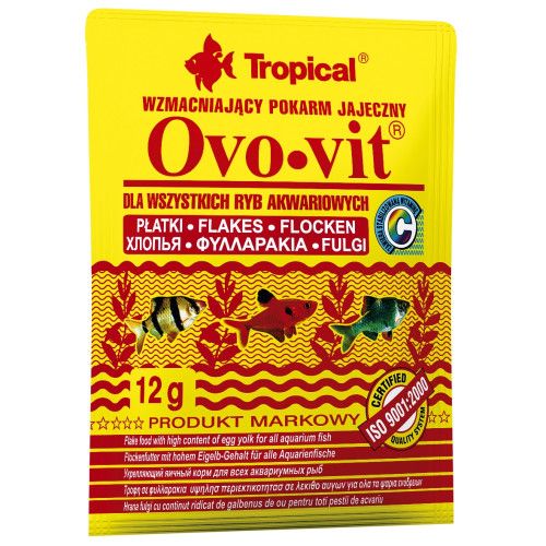 Сухий корм Tropical Ovo-Vit для всіх акваріумних риб 12 г (пластівці)
