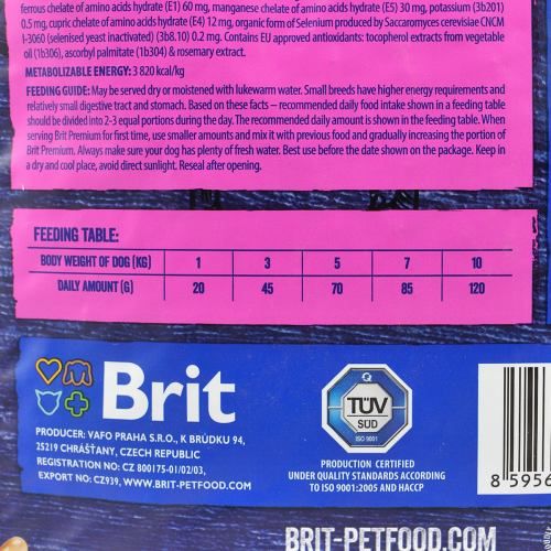 Сухий корм Brit Premium Dog Adult S для дорослих собак малих порід з куркою 1 кг